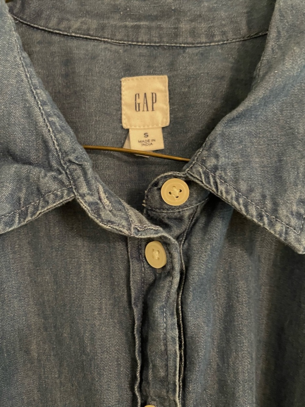 GAP Blue Denim Tiered Button-Front Cotton Boho Tiered Dress, Size S - Picture 10 of 10